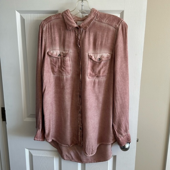 🔥EMPYRE size medium made in India 100% rayon long sleeve button up tie-dye pink - Picture 1 of 12